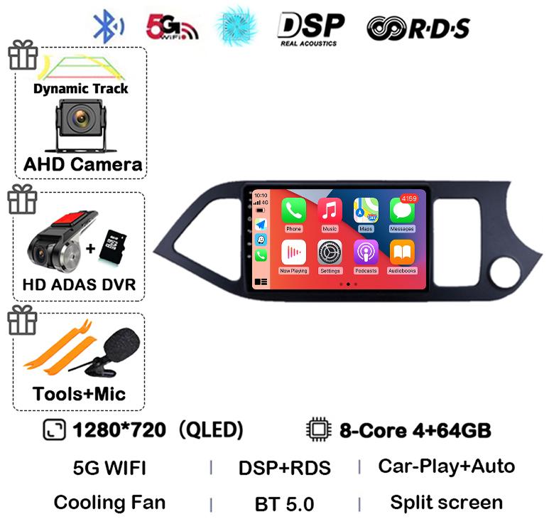 Android 14 WIFI+4G Carplay для KIA PICANTO Morning 2011 2012 2013 2014 2015 2016 RHD Car Radio GPS Multimidia Player Head Unit