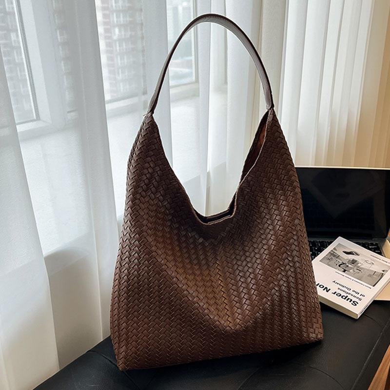 Fashion Women Shoulder Bag Large-capacity Leisure Commuting Bag with Pouch Top Handle Bag Trendy Satchel Hobo Bag Woven Tote Bag