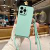 Чехол для телефона с ремешком через плечо, конфетного цвета, для iPhone 17 Air 16 16E 15 14 13 12 11 Pro Max Plus, силиконовый, мягкий ТПУ, задняя крышка