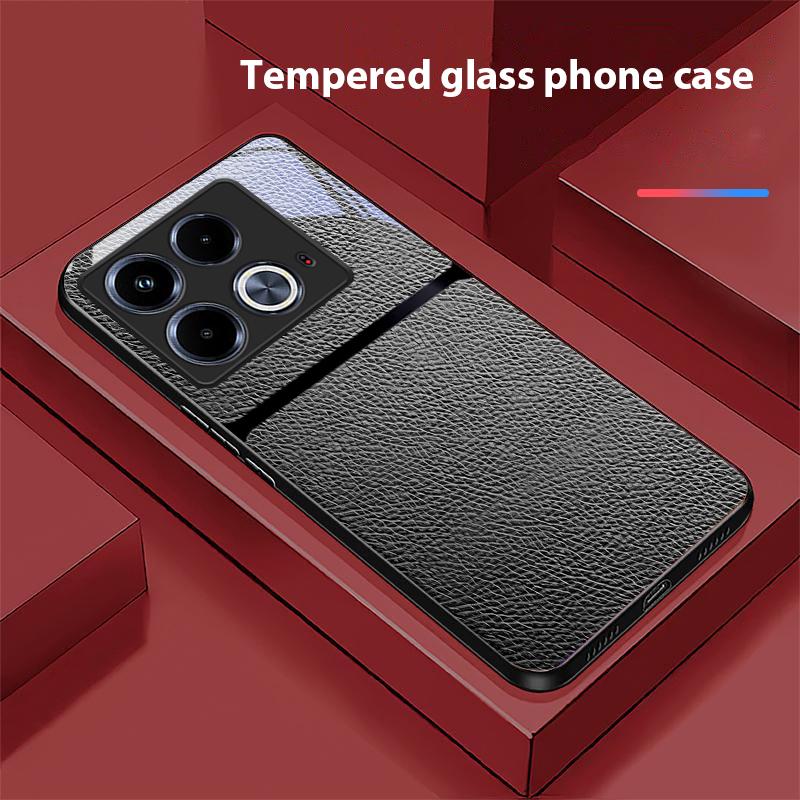 Красный кожаный узор для Infinix Note 40 4G 30i 12 G96 Smart 8 Hot 9 Play 10 11S 12 20i 50 Pro Plus 5G Чехол для телефона из закаленного стекла