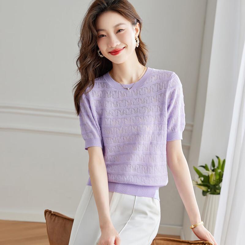 Women's Silk Blend Lace Crochet Knit Top