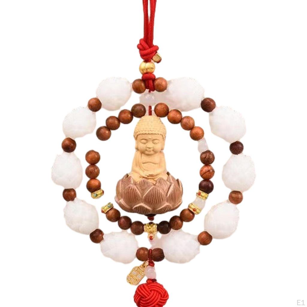 Подвеска Будды для автомобиля, деревянное украшение для фэн-шуй и дизайна интерьера