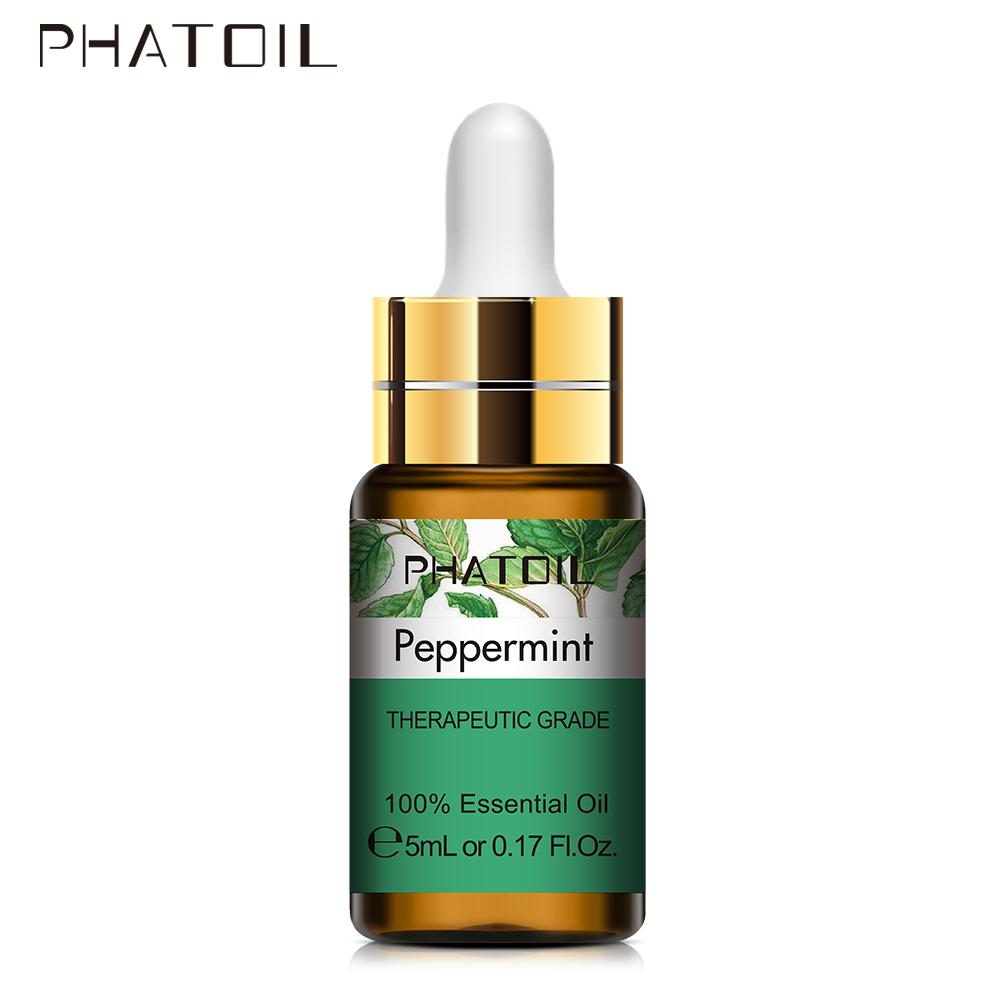 PHATOIL 5ML Rose Jasmine Lavender Plant Essential Oil with Dropper Purify the Air Bactericide Spa Body Care Vanilla Eucalyptus Tea Tree Oil