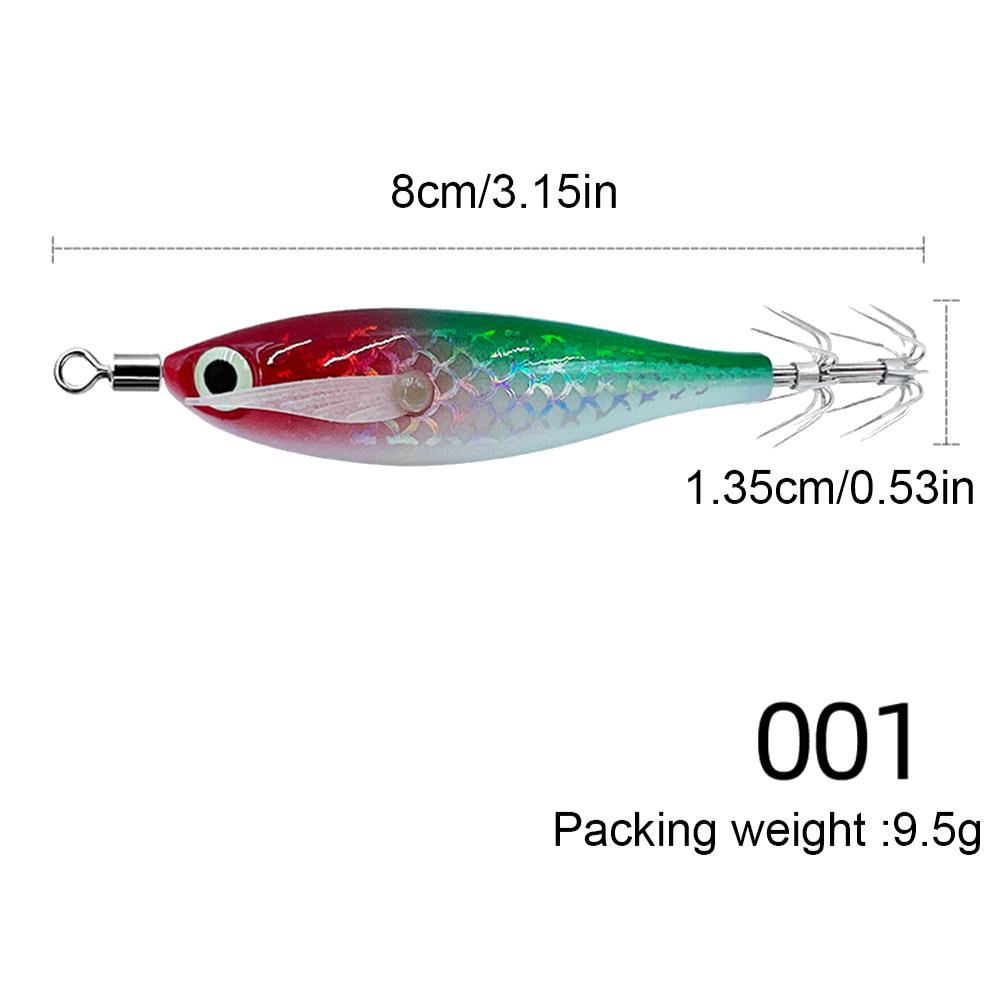 1-5pcs Wood Shrimp 9.5g Horizontal Laser Luminous Floating Egi Lure Squid Jigging Shrimp Hook Octopus Cuttlefish Fishing Baits