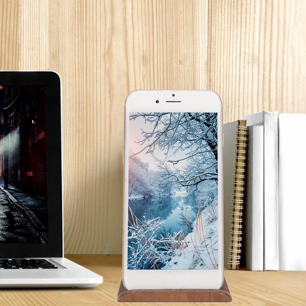 Double-Sided Walnut Desktop Tablet PC Holder Mobile Phone Stand Bracket Accessory(nut Brown )