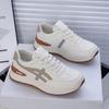 Spring Women's Breathable White Sneakers, Versatile Korean Style with Thick Soles for Height Boost, Casual Dad Shoes