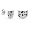 925 Sterling Silver Lightweight Small Cat Face Stud Earrings