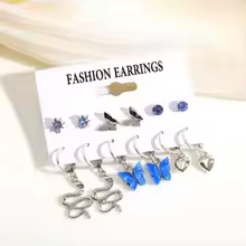 iF ME Комплект сережек-колец в форме бабочки и сердца для женщин и девочек, винтажные модные серьги с искусственным жемчугом и подвесками, модные ювелирные изделия