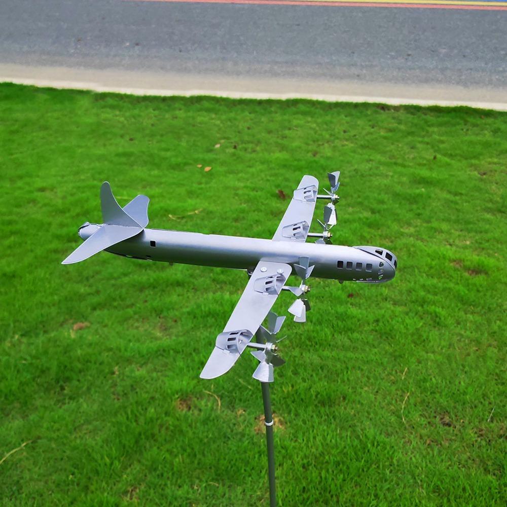 8pcs Iron Metal Wind Spinner Silver Garden Windmill Decor Airplane Windmill Garden Yard Patio