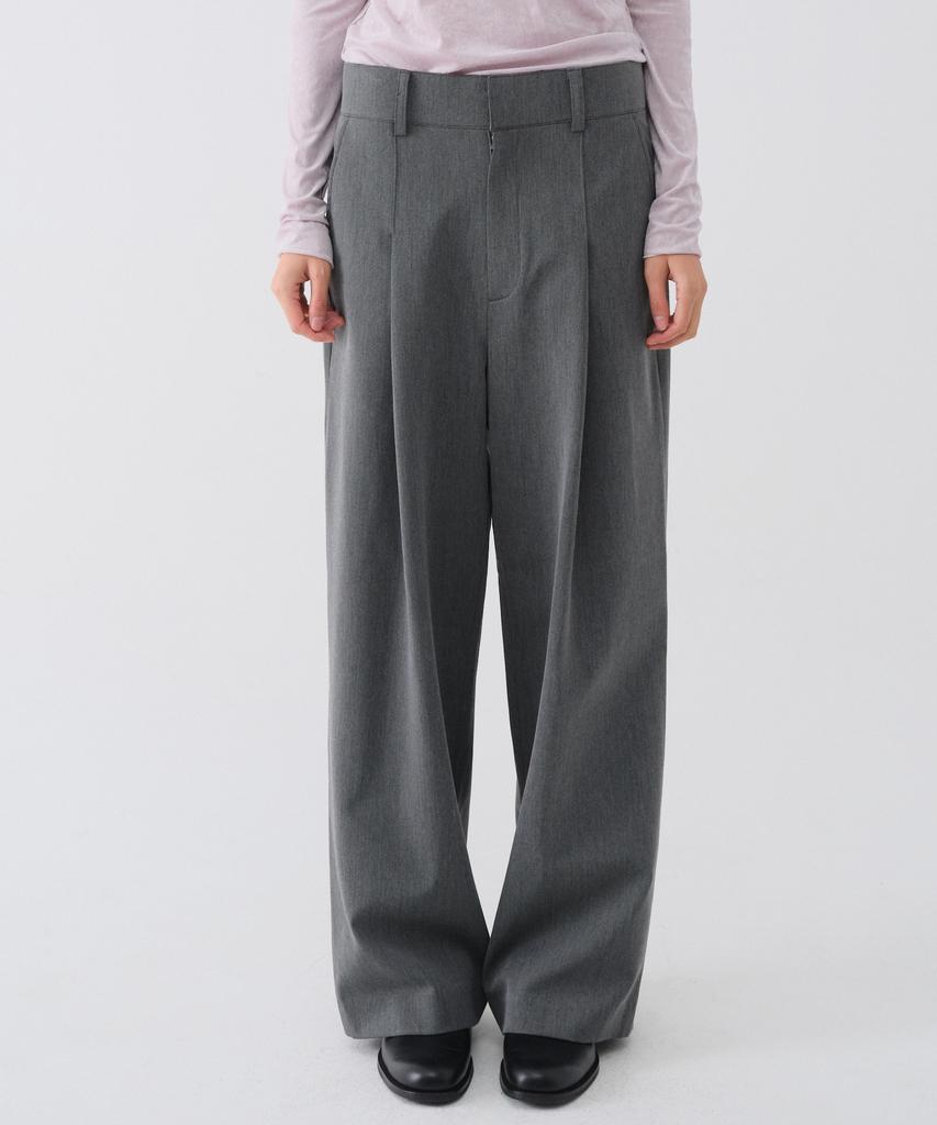 CENTAUR.KR Wool Pintuck Wide Slacks_Charcoal