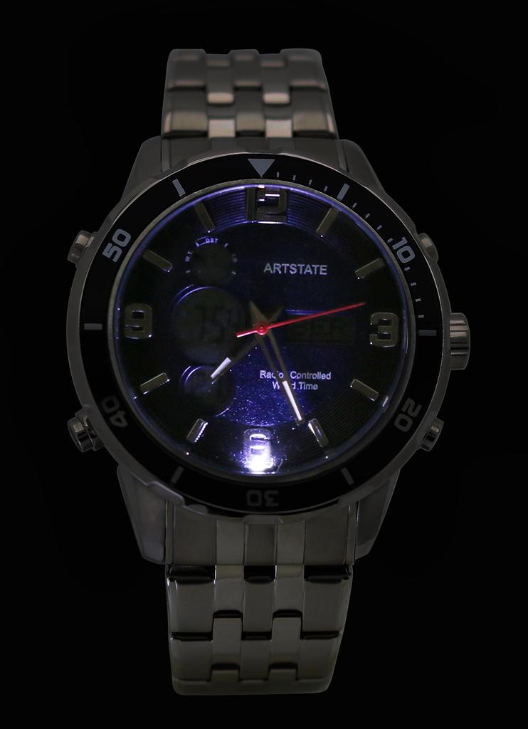 Дата и День 10 АТМ Водонепроницаемость с Подсветкой Долговечные [ARTSTATE AS3284] Мужские Радиоуправляемые Часы, Отображение, Цифровой/Аналоговый Дисплей, Водонепроницаемость, Функция,