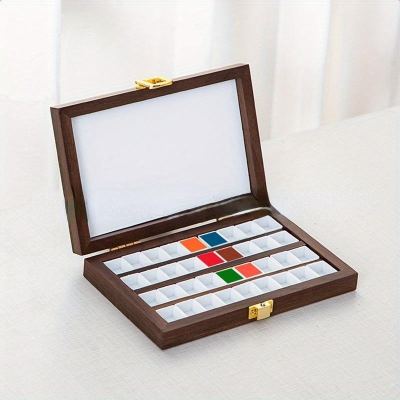 24/36 сетка ручной работы Ins стиль квадратный вычет орех акварельный пигмент деревянная коробка портативная коробка для пигментов для рукоделия