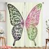 2pcs 2D flat printing Curtain Butterflies Appear When Angels 100% Polyester Without Electricity Festive Wall Decor for Yard &
