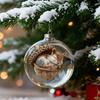 Forest Animal Acorn Clear Ball Ornaments Plastic Christmas Hanging Ball with Cozy Pine Cone Animal for Winter Xmas Tree Decor