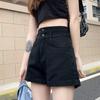 Women's Girls Summer Jeans Denim Shorts Loose Straight Crimping High Waist Thin Wide-leg Street Style All-match Pants Female