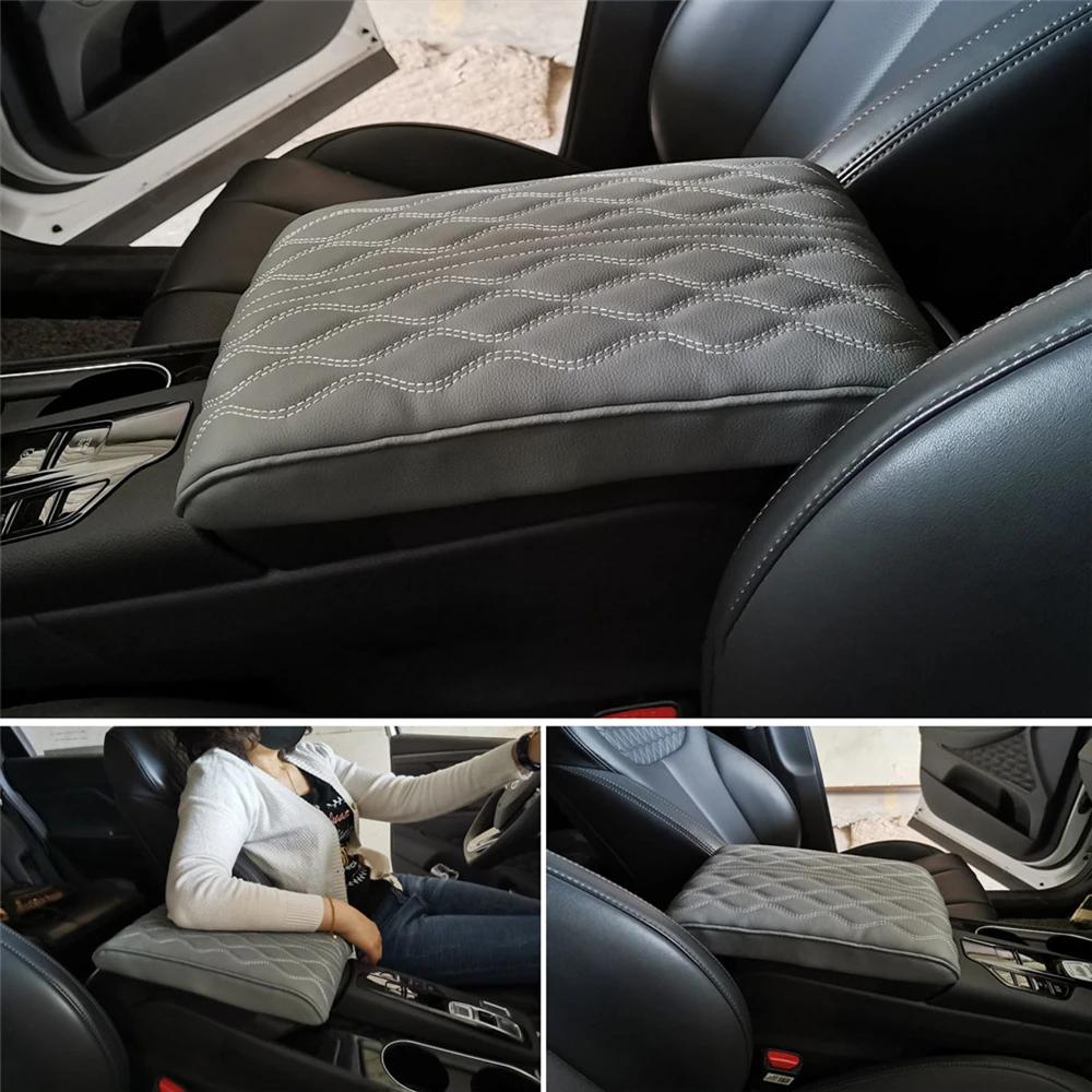 Кожаный центральный подлокотник автомобиля, мягкая накладка, черная центральная консоль автомобиля, подлокотник, коврик для сиденья, подушка, чехол для подушки, защитный чехол для автомобиля