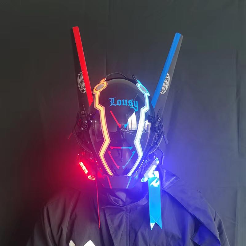 Маски CyberPunk с застежкой M Город Ночи Светодиодные Фестивальные Белые Бронированные Косплей Сценический Реквизит НФ Хэллоуин Вечеринка Подарки Для Взрослых