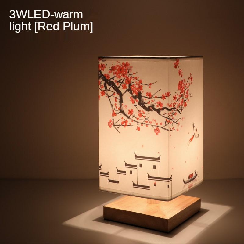 Классический ночник в национальном стиле с красной сливой и магнолией в стиле ретро с восточным летним лотосом и рифмой, украшение рабочего стола, атмосферное освещение