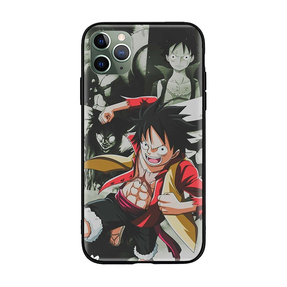 W-31 One Piece Luffy Soft Black Case for iPhone 11 12 13 14 15 6 7 8 X XS Pro Max XR Samsung S21 S22 S23 S24 FE Ultra S8 Plus