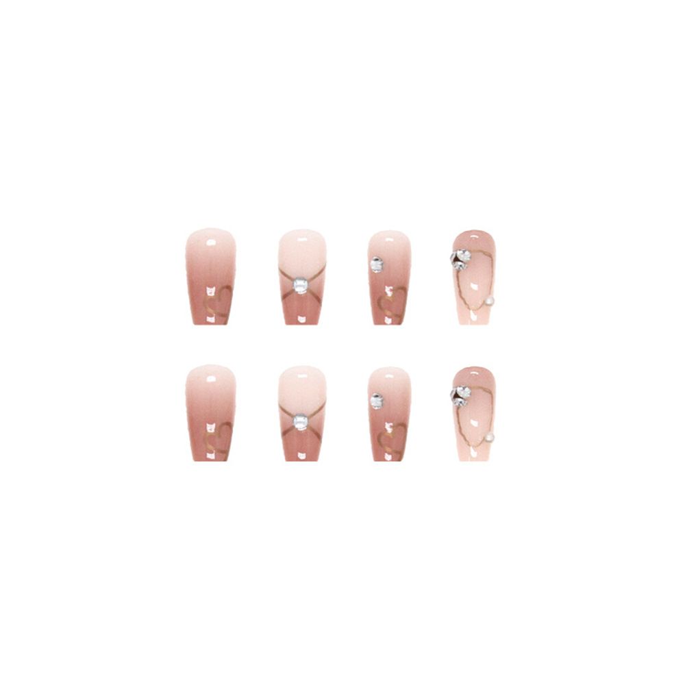 24 шт., накладные ногти, белое сердце, накладные ногти, элегантные накладные ногти, полное покрытие