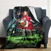 Little Red Riding Hood Big Wolf Dark Forest Fairy Tale Print Flannel Blanket Soft Warm Throw Blanket For Sofa Bedroom