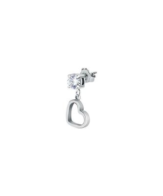 Одиночные серьги-сердечки из стали с прозрачными цирконами LPS02AQM58 для женщин