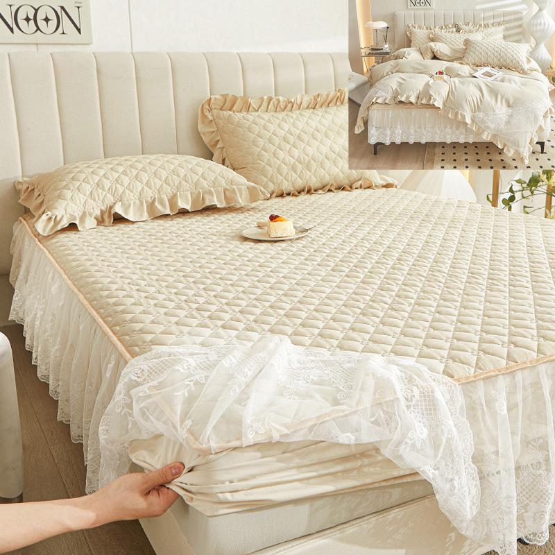 Кружевная юбка для кровати Four Seasons, цельное толстое стеганое покрывало в стиле принцессы, моющееся нескользящее покрывало, постельное белье