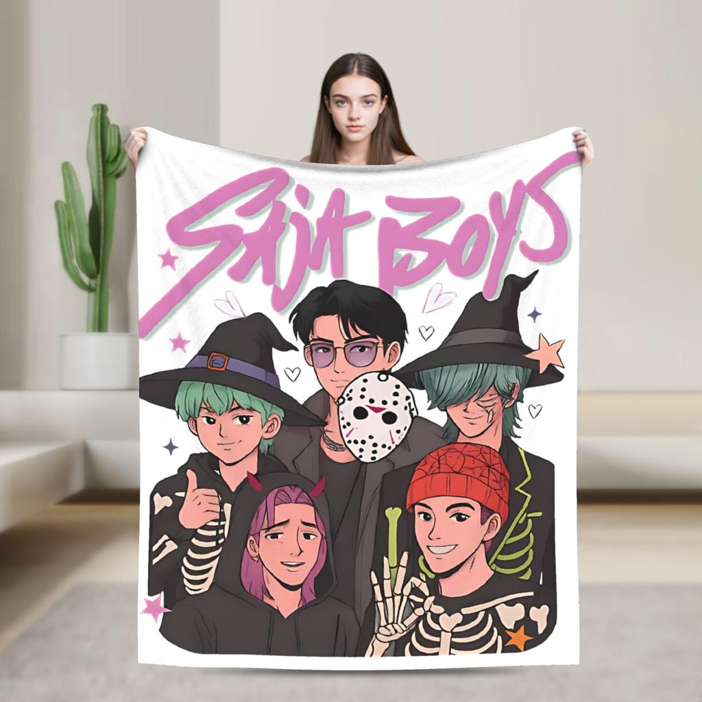 Saja Boys Kpop Hunter Halloween Warm Soft Blankets Camping Plush Throw Blanket Comfortable Home Decor Bedspread Sofa Bed Cover
