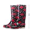 Fashion Floral Print Rain Boots Luxury Designer Women Rubber Shoes Waterproof Work Non-slip Garden Galoshes for Woman Botas De Caza PVC