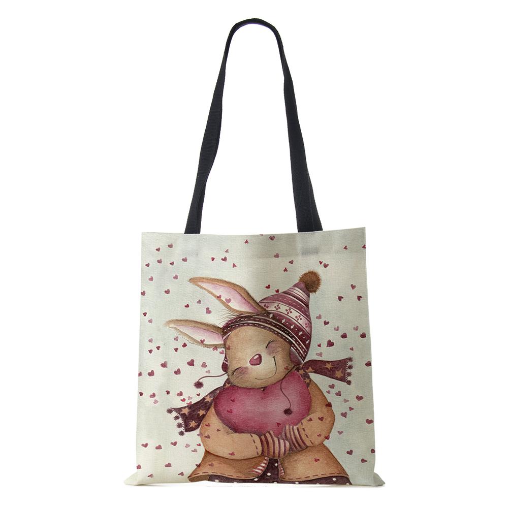 Холщовая сумка-шоппер Харадзюку Мультяшный Рождественский Лосьженская Сумка через плечо Корейская Многоразовая Большой вместимости Складная Сумка-тоут Сумки KTY