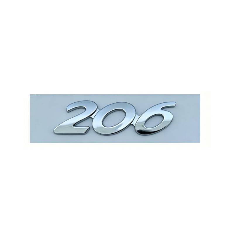 3D Glossy Black Chrome Silver Metal Logo Emblem Badge Decal Car Sticker for Peugeot 206 Car Accessories