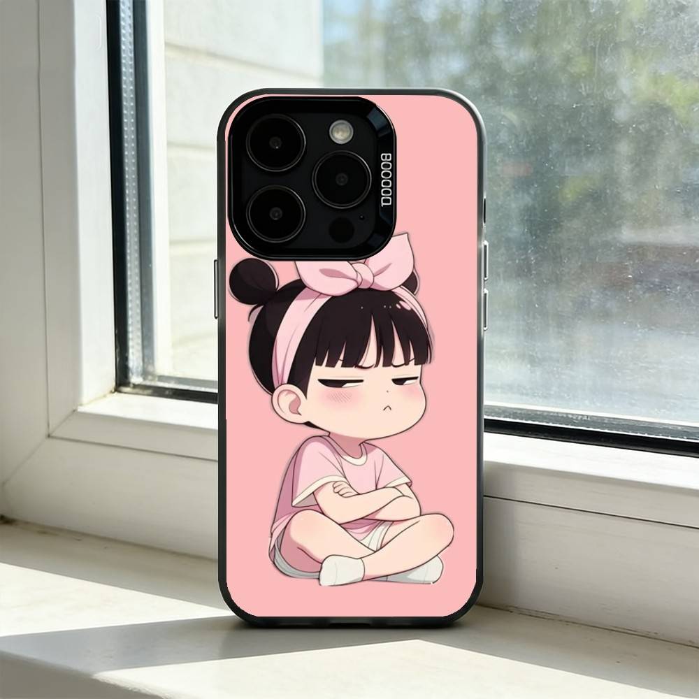 Милый Сердитый Маленький Девочка Чехол Для Телефона Для iPhone 17,16,15,14,13,12,11 Plus,Pro Max,XS,Цветной Посеребренный Внутренний Чехол