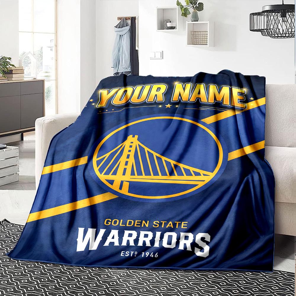 1pc Personalized Name Golden State Warriors Blanket, Gift, for Men and Women, Soft Blanket, Good for Sofa Bed Couch Travel, Lightweight Flannel Blanke