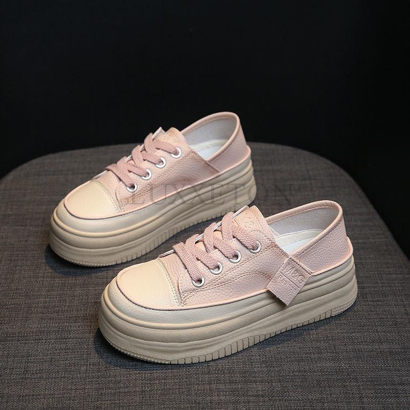 Кожаные туфли на толстой подошве белого цвета для женщин, летние новые повседневные спортивные туфли для сноуборда, универсальные женские туфли для двоих