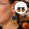 Праздничные серьги-костюмы Хэллоуин Черный Кот Тыква, свисающие серьги, Милые мультяшные животные, подвески, украшения для женщин и девочек, Оригинальный подарок, для вечеринки, на каждый день
