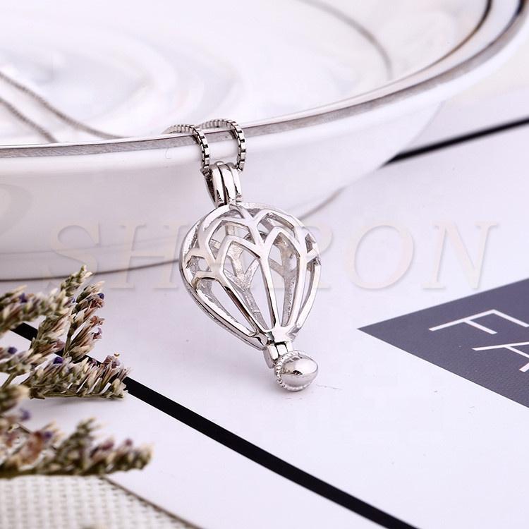 Balloon Pearl Cage Pendant,pearl Cage Pendant,sterling Silver Pearl Cage Pendant