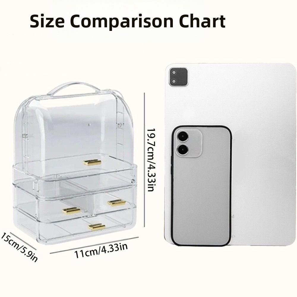 Clear Cosmetics Storage Box with Lid and Handle Lipstick Holder Makeup Storage Rack  Dressing Table