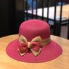 Bow straw hat women's spring and summer travel visor seaside UV protection versatile sun hat casual sun protection hat