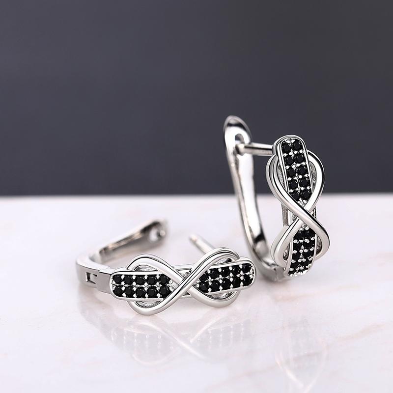 Huitan Fashion великолепные серьги-кольца с дизайном «Бесконечность» для женщин, черные кубические цирконии, изысканные аксессуары, нежные украшения для вечеринок