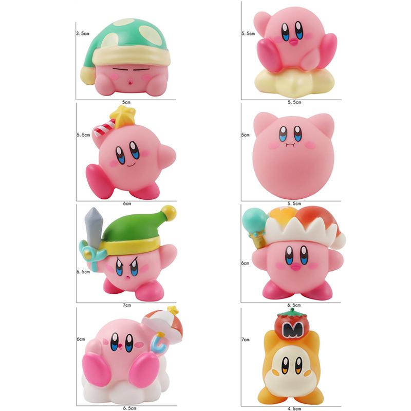 8pcs Action Figures Collection Kirby Pink Cute Figurines Collectibles PVC Material Best Christmas Gift for Children