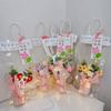 1 Set Hand Knitted Flower Handicraft Crochet Flower Bouquet With Led Light String Artificial Flowers Mother'S Day Gifts