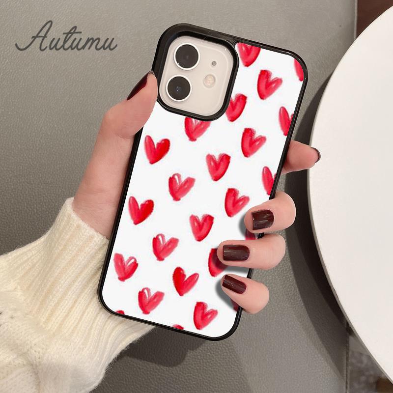 Valentine Day hearts pattern Phone Case for iPhone 17 Air 15 16 11 12 13 14 Pro Max Plus coque Fundas Shell