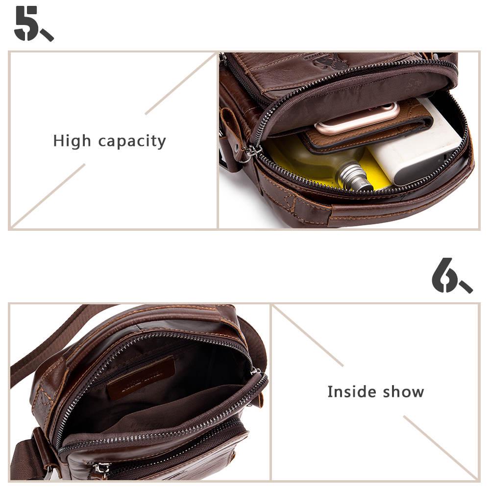 LAOSHIZI Genuine Cow Leather Messenger Bags Men Flap Casual Solid Handbags Shoulder Crossbody Bag Shoulder Bag