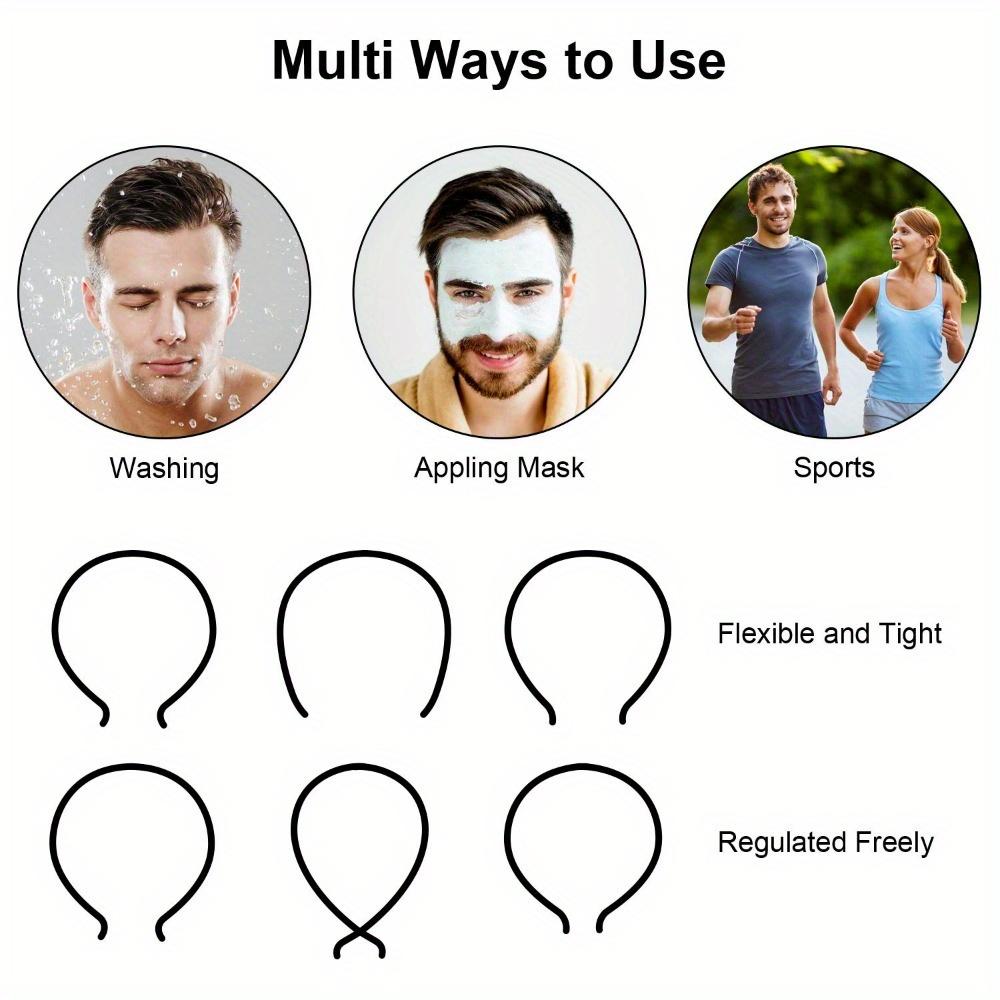 3/6 шт. унисекс повязка для волос металлический обруч для волос черный весенний нескользящий мужской женский спортивный модный головной убор (Весенняя волна)