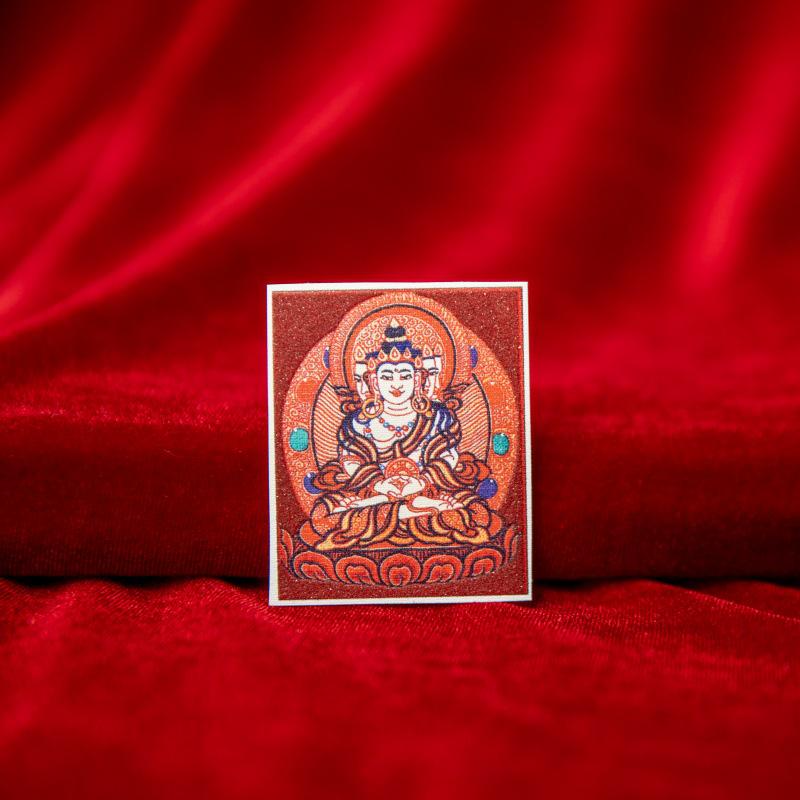 Тибетские Восемь Защитников Киноварь Минеральный Песок Тханка Живопись Ядро 4X5 - Будда Года Рождения