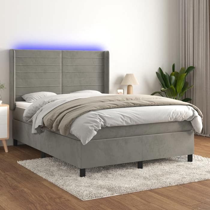 Maison Exclusive - Sommier à lattes de lit matelas et LED Gris clair 140x200 cm