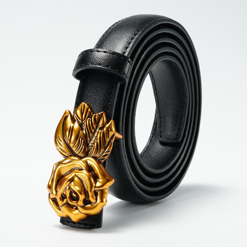 Ремни Женские Джинсовые Модные и Универсальные Кожаные Простые Инс Стиль Декорация Повседневные Корейские Тонкие Ремни Черный Тренд