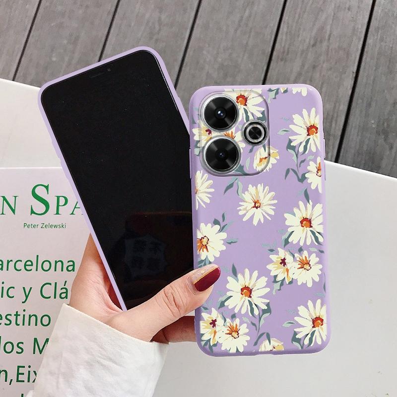 Мягкий силиконовый чехол с цветком для Samsung A55 A35 M35 S24 Xiaomi Redmi Note 13 Pro 14 Poco C65 iPhone Huawei Honor 200 70 Realme 9 Camera Противоударный чехол