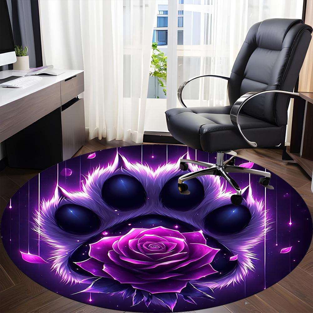 1pc Paw Rose Print Chair Carpet for Office Machine Washable Rug for Office, Good Gift for Family or Friends yy251225237