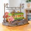 Rolife 3D Wooden Cherry Blossom Assembly DIY Cherry Blossom Train Interior LED Ambient Perfect for Living Gift Idea for and Girls Puzzle, Journey,